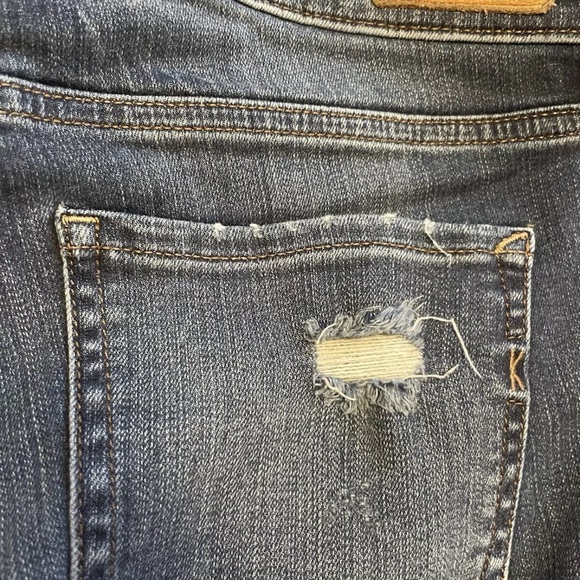 EXPRESS Skinny Ankle Stretch Women’s 8R Distressed Raw Hem Dark Wash Jeans | Y2K - Picture 9 of 16